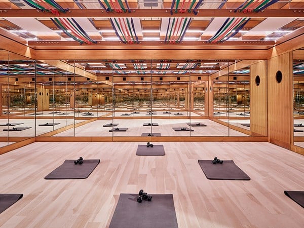 Exercise mats on the ground of special Tracy Anderson studio in Surrenne