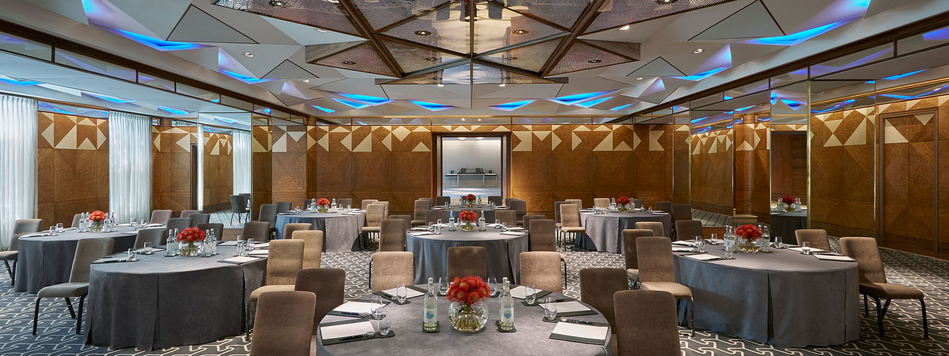 The Ballroom at The Berkeley exudes spaciousness and comfort with plenty of chairs and tables in an innovative style.