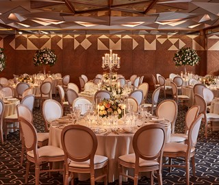 The ballroom at The Berkeley set up for a wedding