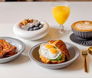 Cedric Grolet Winter breakfast selection with coffee and juice