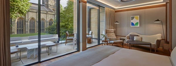 A view of the terrace overlooking St Paul's Church, in one of the luxury suites of The Berkeley hotel.