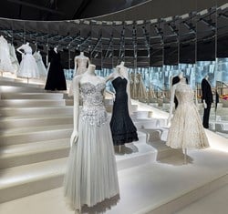 Mannequins with Chanel clothes on at exhibition